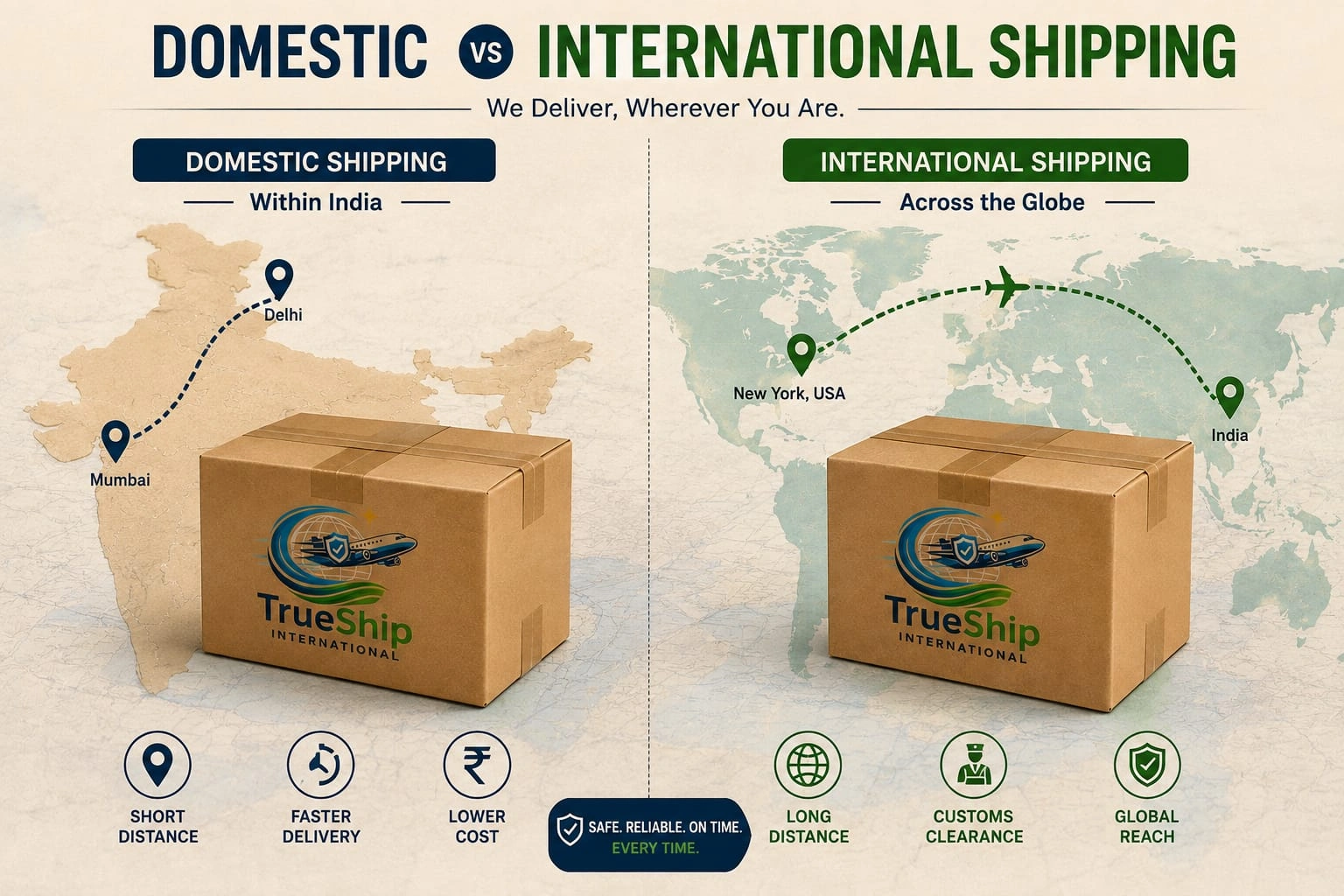 Comparing domestic courier route vs international courier route